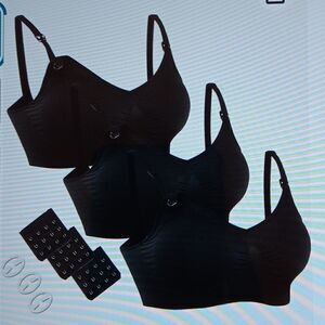 Maternity‎ Hofish 3 Pack Bras With Extra Bra Extenders & Clips Size Small New